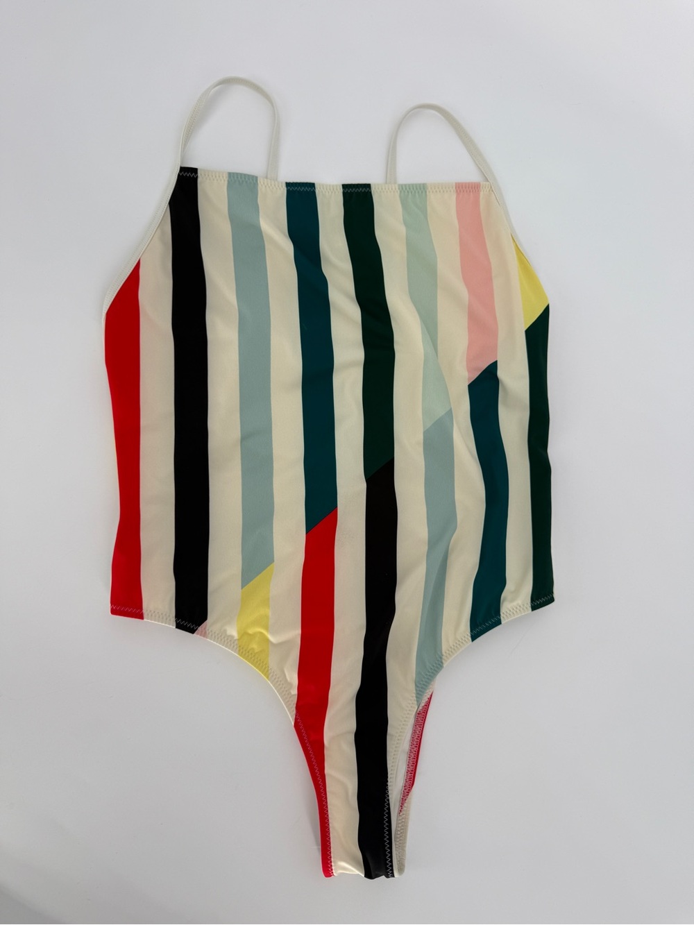 Solid & Striped One Piece Bathing Suit Size L